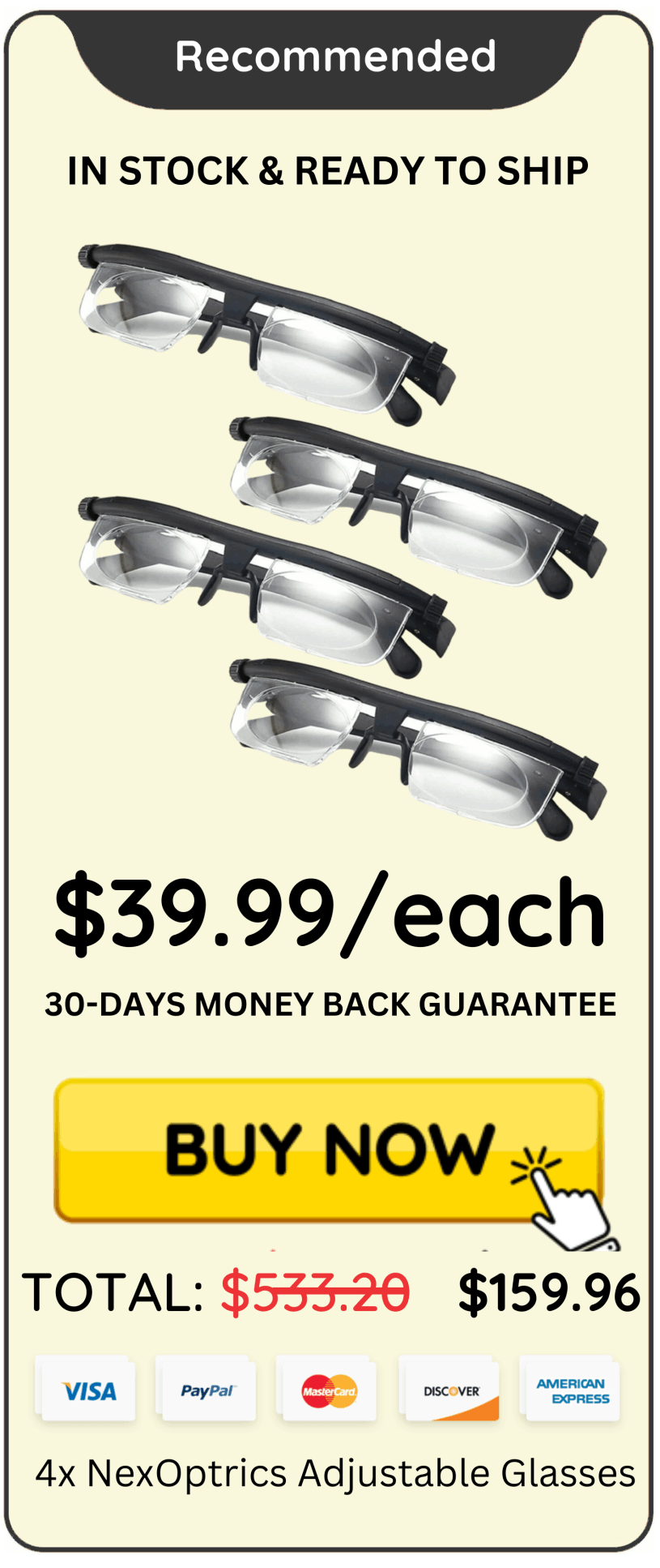 NexOptrics Adjustable Glasses Package